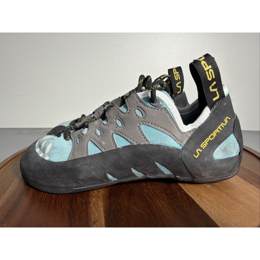 La Sportiva 10QTU Tarantulace Rock Climbing Shoes Blue Grey Leather Women's 5.5